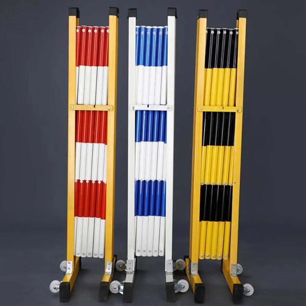 Metal Barricade with Casters, Mobile Safety Barrier Gate Retractable Traffic Fence Flexible Extensible Driveway Security Gate