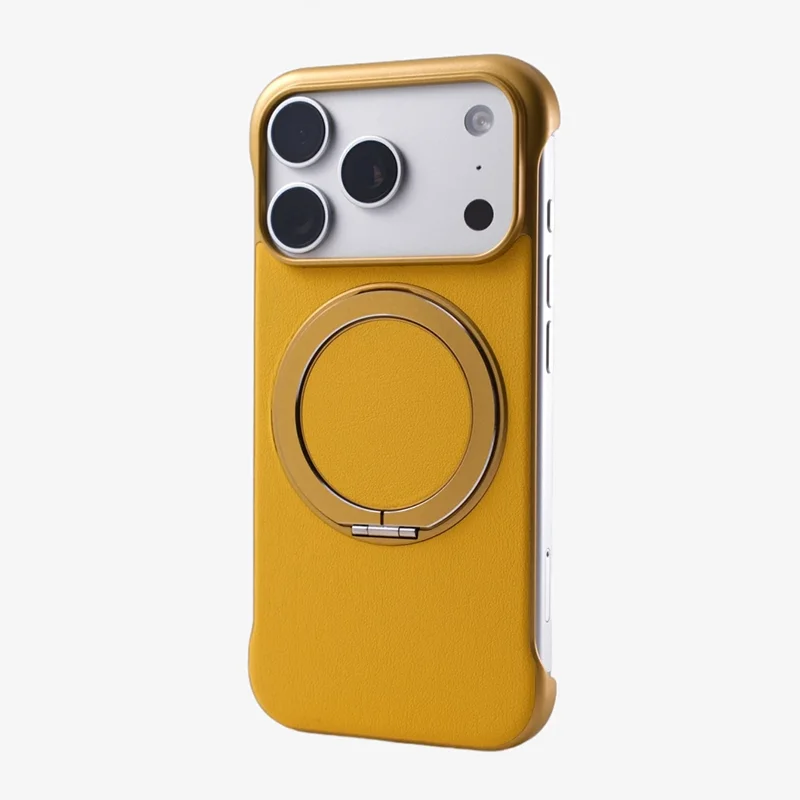 Magnetic Metal Stand Case For iPhone 17promax Borderless Phone Case For iPhone 12 13 14 15 16 17 Pro Max Cover Hard PC Fundas