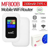 MF800B 4G LTE Mobile WiFi Router with SIM Card Slot 150Mbps Pocket Wifi Hotspot 2100mAh Type-C Wireless WiFi Modem for RV Office