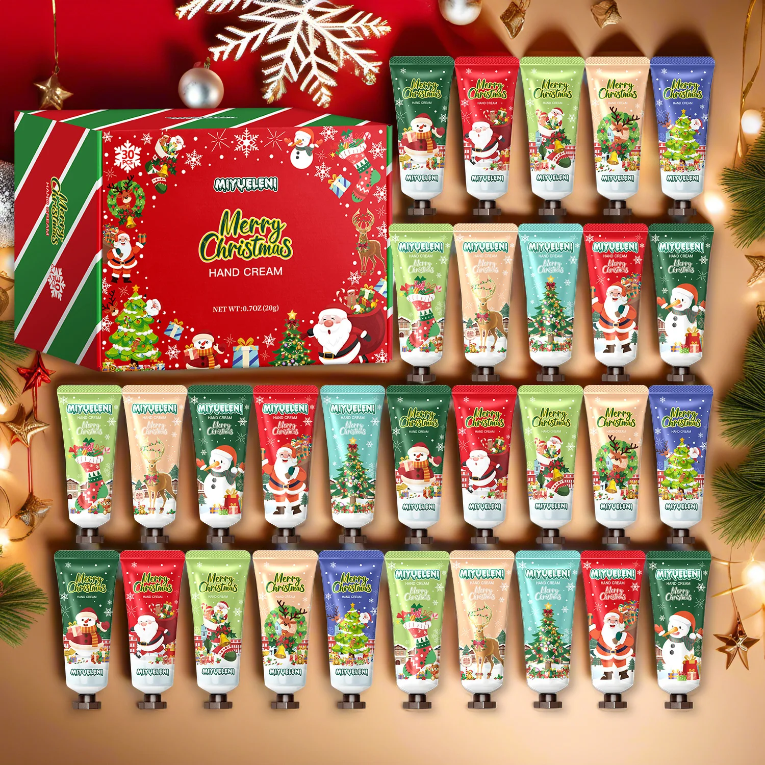 Crema de manos con temática navideña, 20/30 Uds., fórmula suave y hidratante profunda, fragancia duradera, regalo para prevenir el secado y las grietas