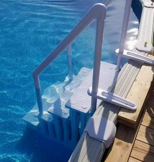 4-Step Pool Ladder for Spa & In-Ground Pools, Adjustable Height with Anti-Slip Plastic Steps, Portable Design