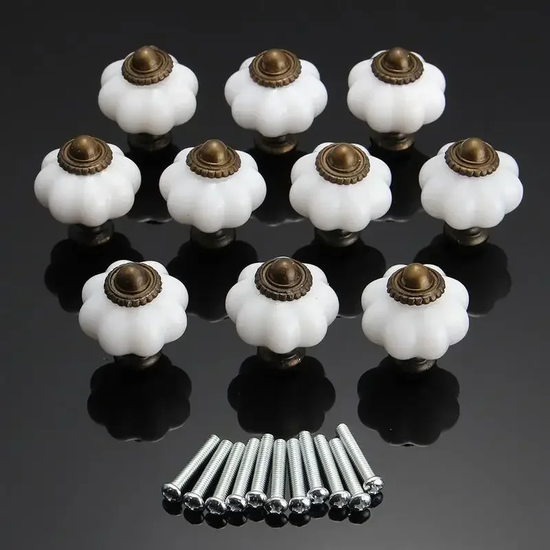 1pc White Imitation Plastic Vintage Door Knobs Cabinet Drawer Cupboard Kitchen Durable Pull Knob Handles for Furniture Hardware