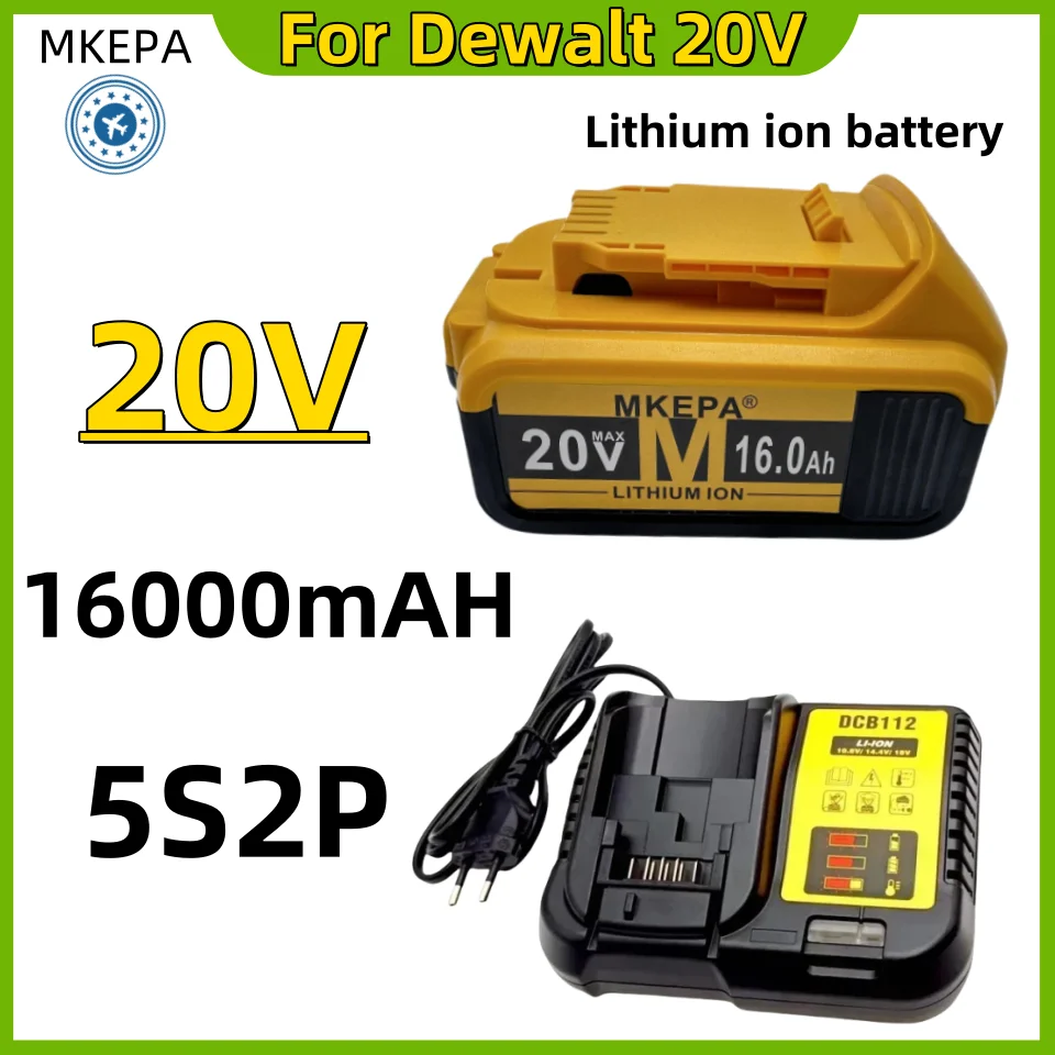 New 100% Original 16000mAh 20V for Dewalt Power Tool Battery DCB206 20V 12.0Ah Battery DCB206 20V Battery DCB205 DCB204-2 DCB200