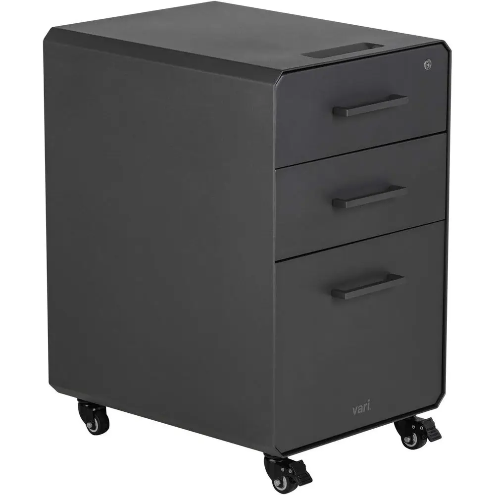 

Portable 3-Drawer File Cabinet - Secure Locking with Casters - Home/Office Hanging File Organizer - Charcoal