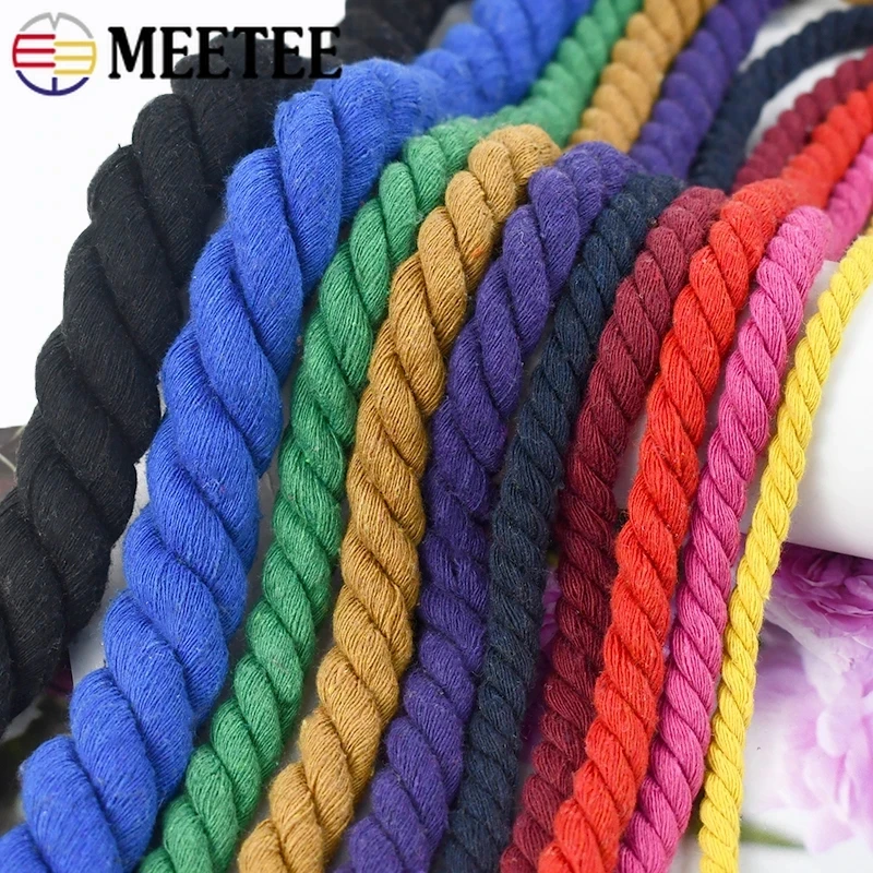 

5Meters 5/8/10/12/20mm Cotton Rope Home Decoration Cords Ropes Three-strand Twisted decorative Cord Tapes DIY Sewing Accessories