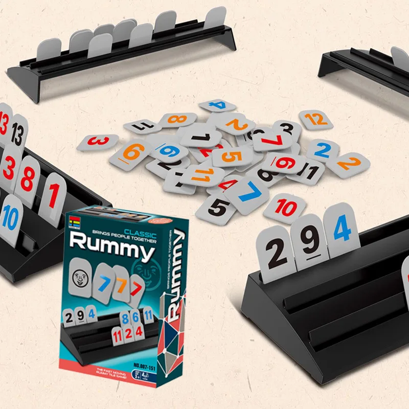 2-4 Players Rummy Game Set Travel Family Rummy Board Game Rummy Tiles Game for Adults and Kids