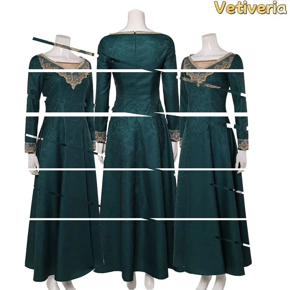Alicent Cosplay Hightower Costume Movie Dragon Fantasy Women Green Dress Roleplay Clothing Halloween Carnival Party Disfraz Suit