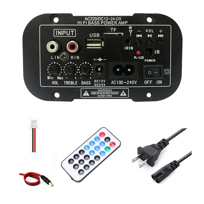 

12V 24V Bluetooth Amplifier Board HIFI Bass Amplifier Board FM Subwoofer 30-120W For 10Inch Subwoofer Speaker Durable (US Plug)