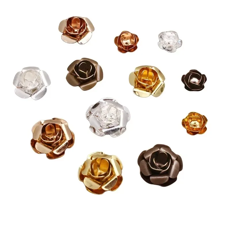 

BoYuTe (100 Pieces/Lot) 11-15-18MM Metal Brass Rose Flower Materials Handmade Diy Jewelry Accessories Wholesale