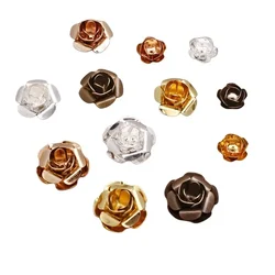 BoYuTe (100 Pieces/Lot) 11-15-18MM Metal Brass Rose Flower Materials Handmade Diy Jewelry Accessories Wholesale