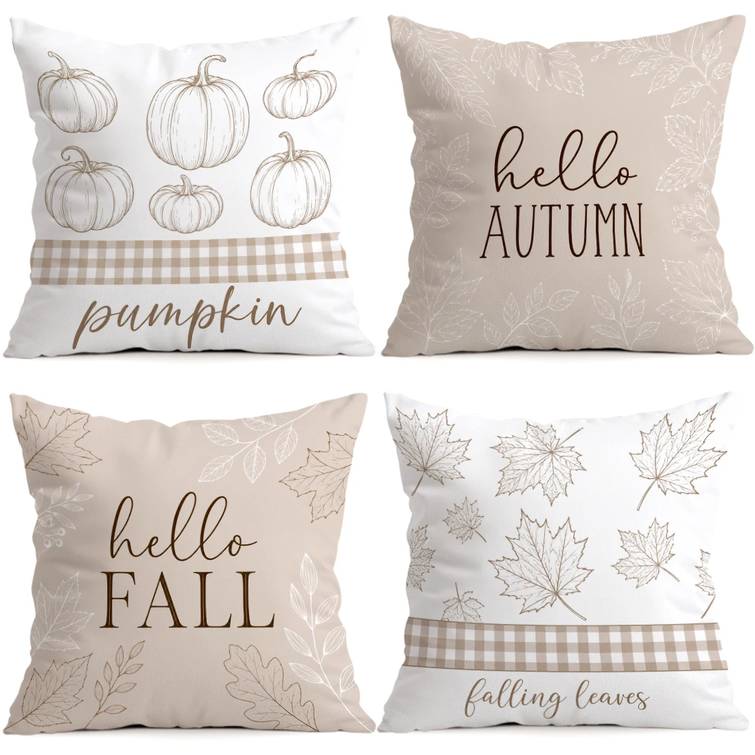 1/4pcs Autumn Pumpkin Maple Leaf Lines Cushions Pillowcase Polyester Cushion Cover Throw Pillow Pillowcover Home Car Sofa Decor