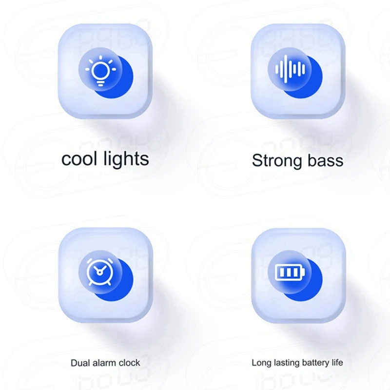 Nieuwe digitale wekker Bluetooth-luidspreker, draagbare luidspreker en FM-radio, kleine tafelklok met alarmen voor zware slapers