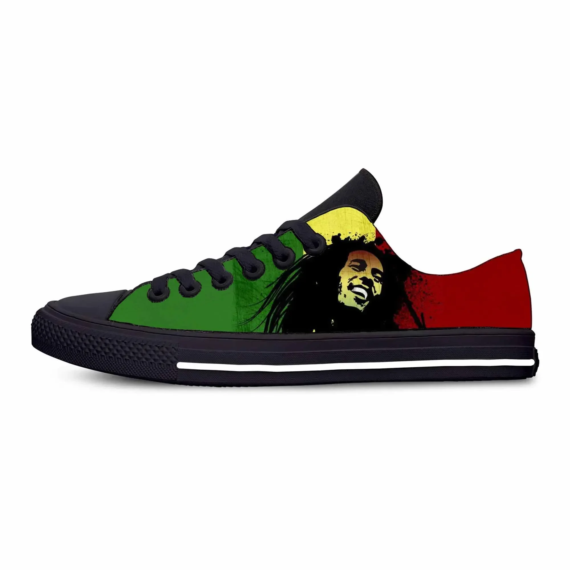 Legend Bob Marley Reggae Rasta Music Rock Fashion Casual Cloth Shoes Low Top Comfortable Breathable 3D Print Men Women Sneakers