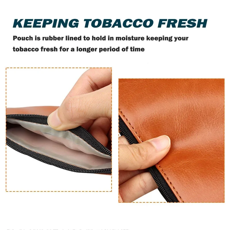 Tobacco Pouch Bag Case PU Leather Herb Tobacco Smoking Pipe Bag Tobacco Bag Cigarette Rolling Papers Bag Tobacco Storage Bag