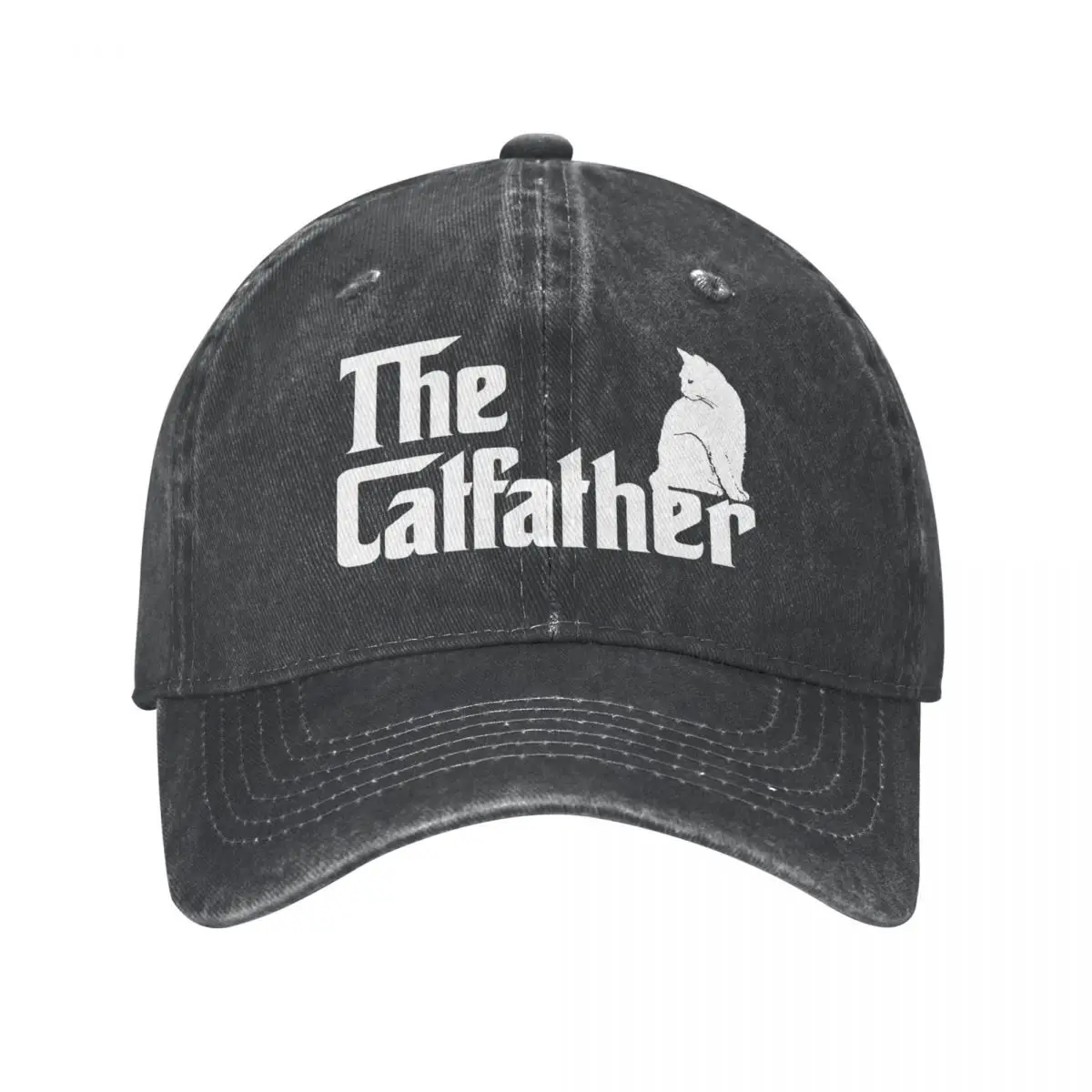 

The Catfather Baseball Caps Cat Parody Fathers Day Gift Distressed Cotton Hats Cap Retro Outdoor Running Adjustable Snapback Hat