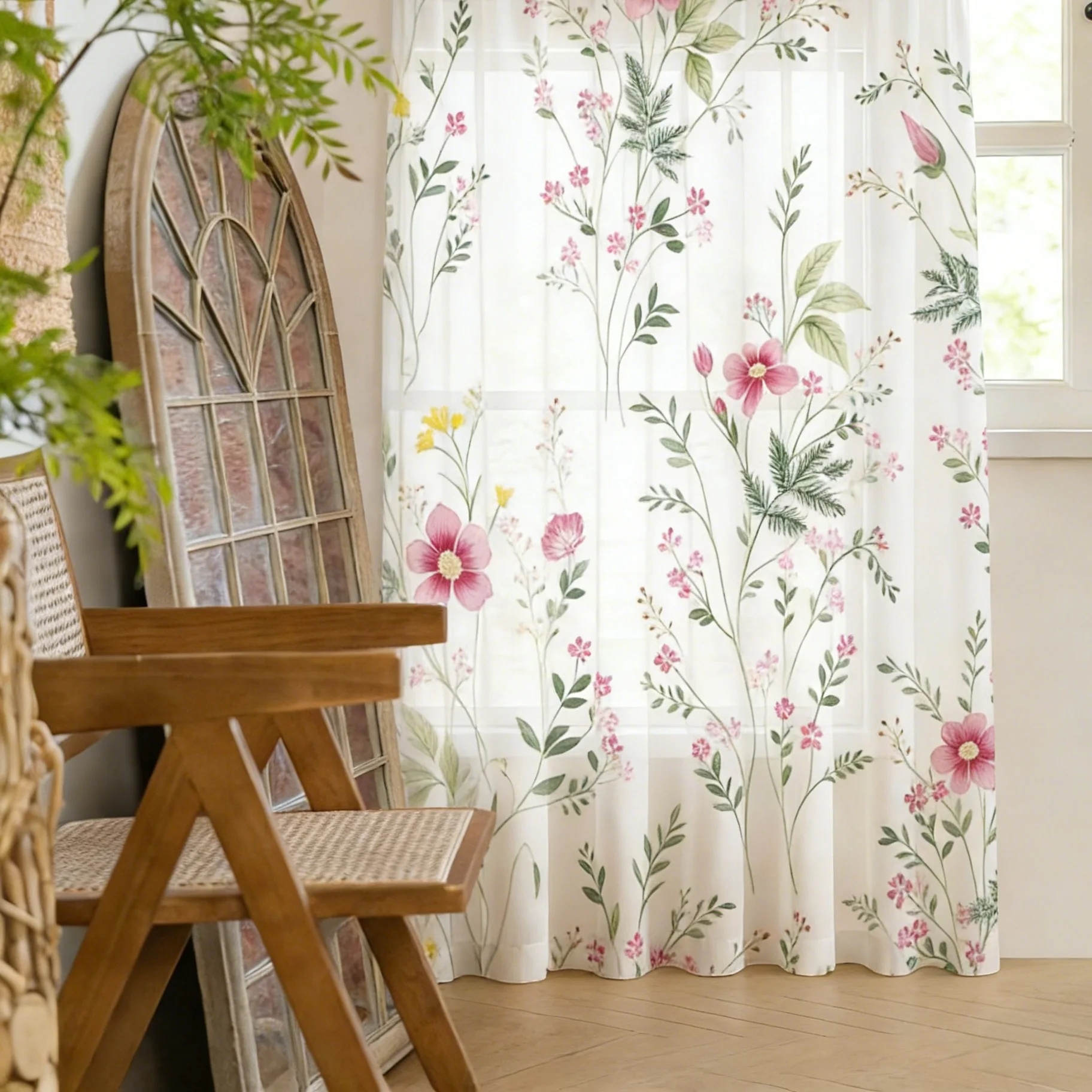 Zasłona z tiulu z kwiatowym na – Curtain Sheer Voile recenzja i cena