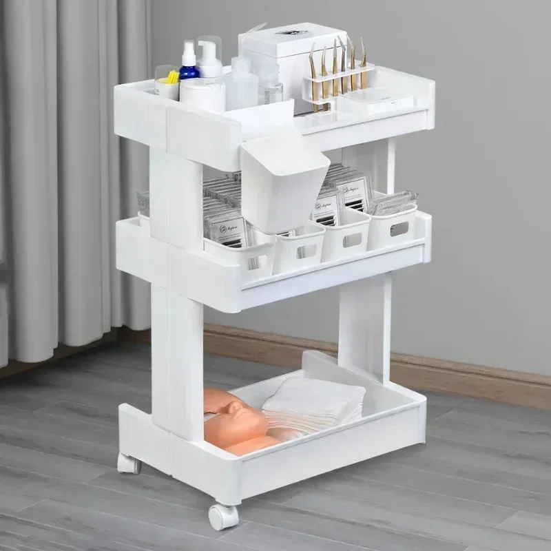 Ultralight Beauty Salon Trolley With Wheels Nail & Eyelash Special Tool Trolley Salon Furniture Multi-layer Drawer Tool Cart