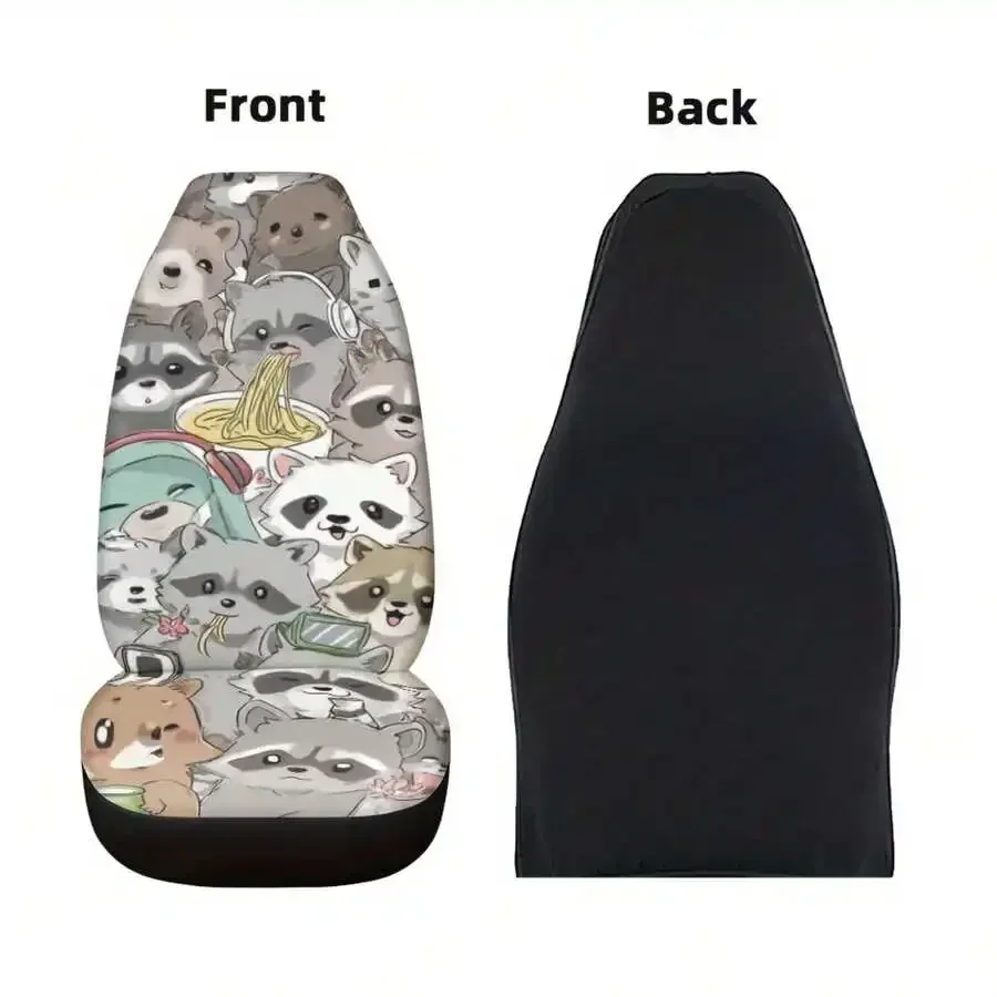 

Cute Raccoon Cartoon Car Seat Cover Universal Fit For Cars SUVs Trucks