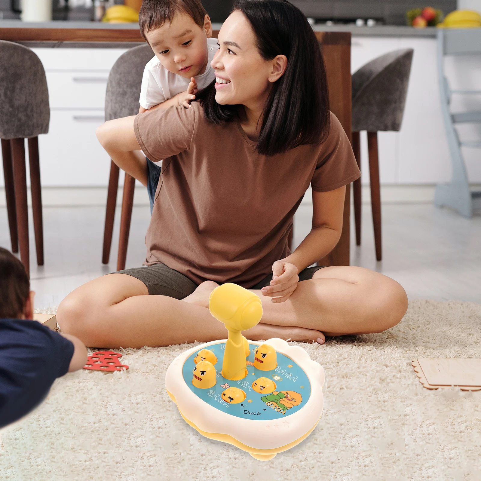 오리 만화 두드리기 게임 세트 망치 포함 밝은 색상 유아 교육용 장난감