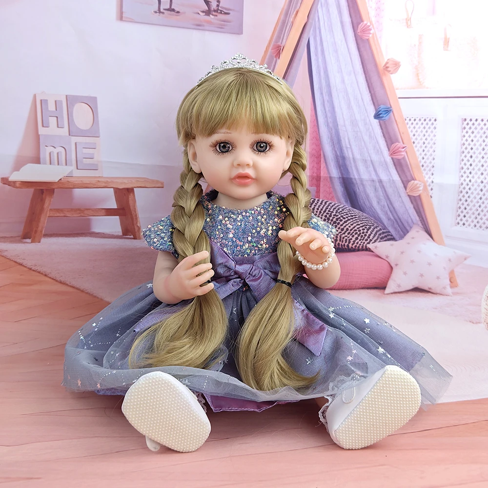 

55cm Cute Long Hair Princess Simulation Dolls Fully Adhesive Washable Reborn Doll DIY Hairstyles Toys Children's Christmas Gifts