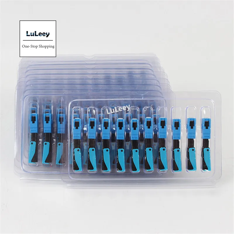 

100pcs SC UPC Fiber Cold Connector Fiber Fast Connector Pre-Buried Accelerated Connector Optical Fiber FTTH Blue T1