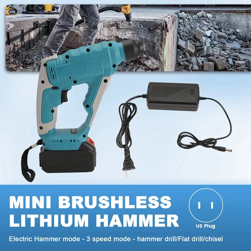 BAAG-Broca de martelo sem escova, broca de martelo sem fio SDS-Plus para alvenaria de concreto, pedras, martelo de lítio doméstico