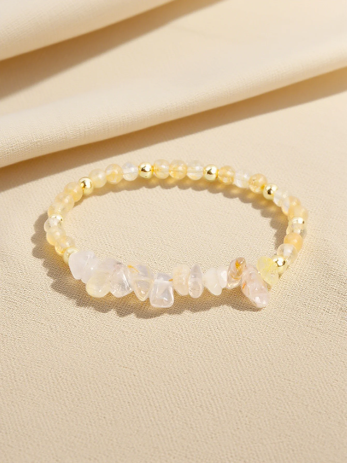 4mm Beads Yellow Citrine & KC Hematite Stone Bracelet for Grounding Protection Confidence and Positive Energy Healing Jewelry