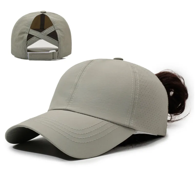 Neue Sommer-Baseballkappe für Damen mit Kreuzband für Pferdeschwanz, Leichte Schnelltrocknende Atmungsaktive Sonnenhut – Detail 14