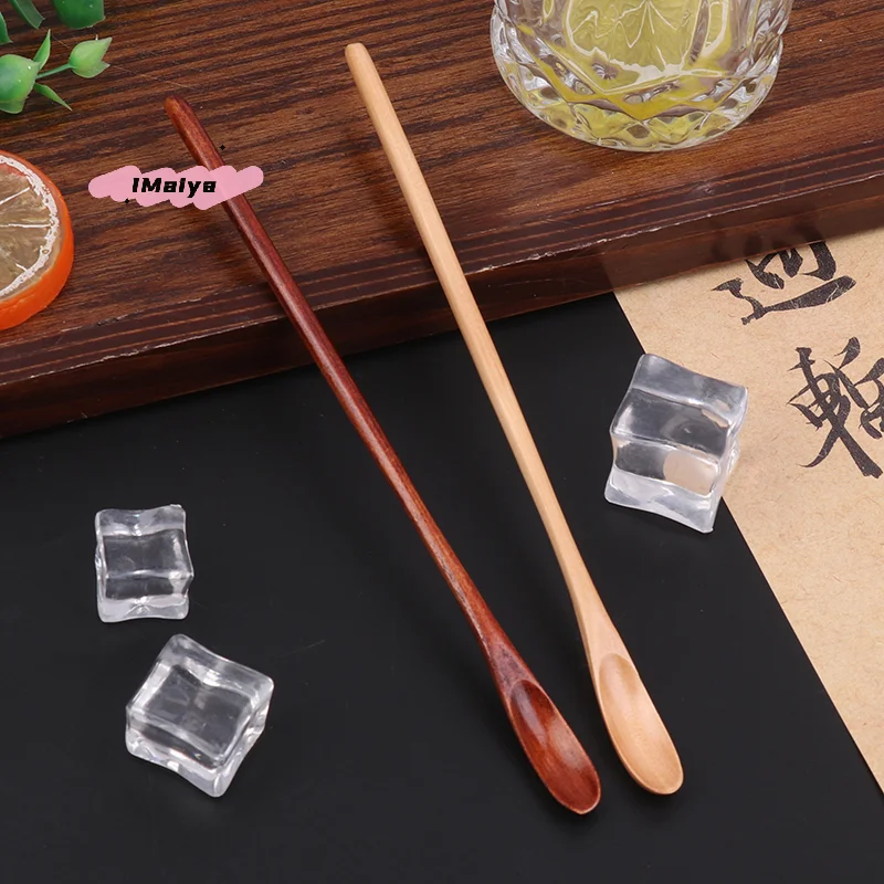 

Japanese Long Handle Wooden Spoon for Cooking Honey Sugar Tea Coffee Stirring Small Dessert Drink Household Spoon