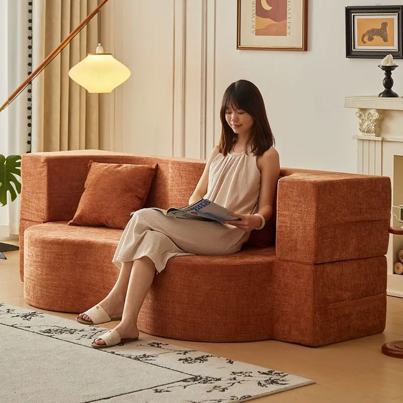 Compression, sofa bed, fabric, living room, straight row, folding, double