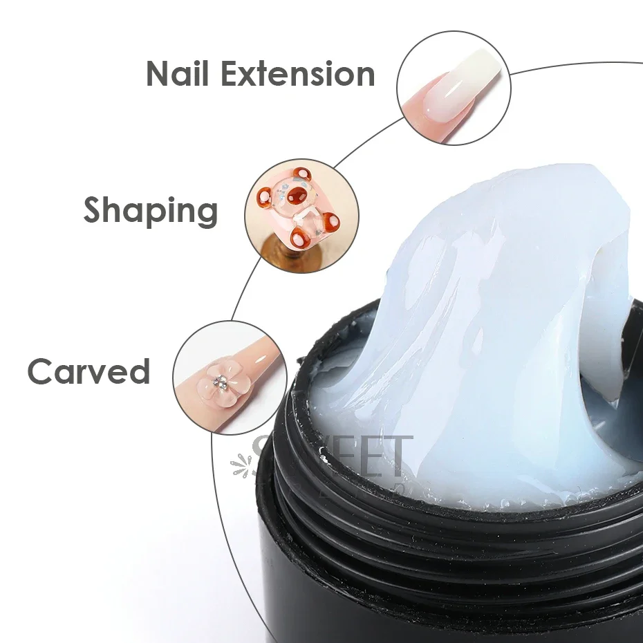 5ml Crystal Soft Solid Extension Nail Gel Clear Nude Pink Acrylic Carving Flower Jelly Shaping DIY Model Manicure Varnish Tools image 3