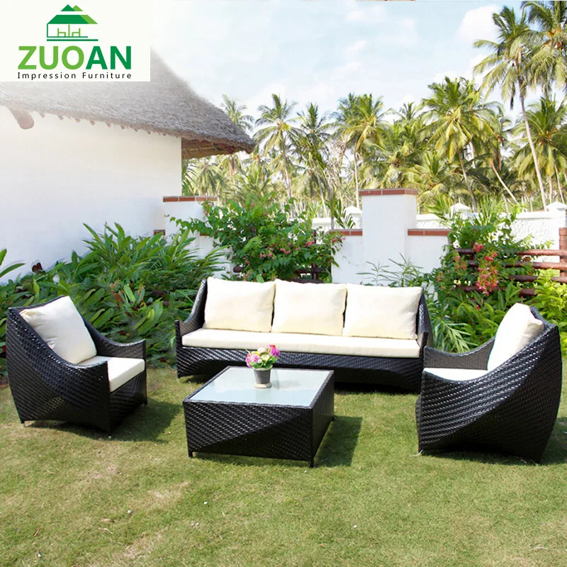 Hot Sale 4 Piece Natural Synthetic Poly Outdoor Garden Rattan Wicker Furniture Sofa Sets