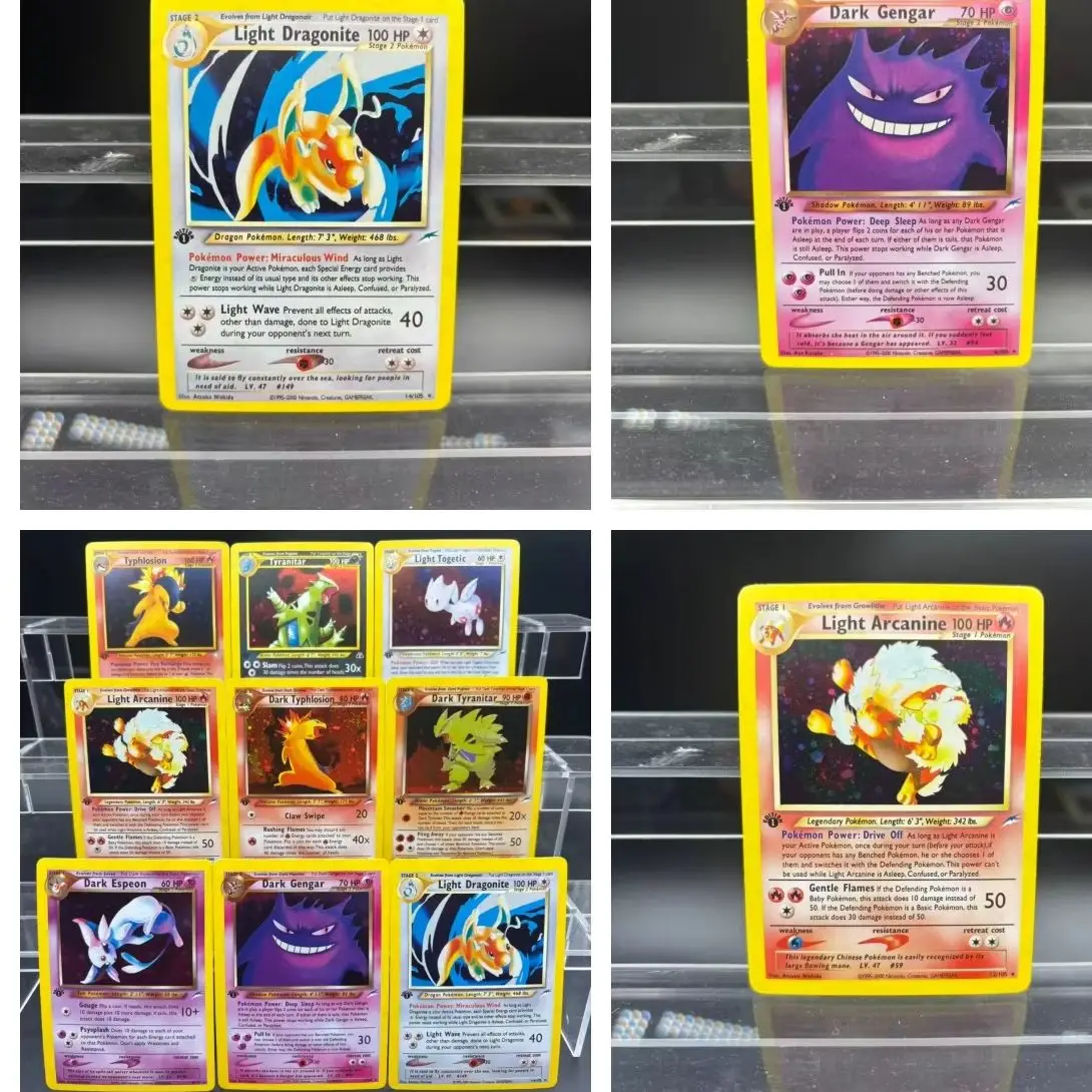 

Коллекционные карты PTCG, 1-е издание, Dark Gengar Espeon EN, сделанные своими руками, одиночные карты, классическая игра, аниме-карта, подарочная игрушка