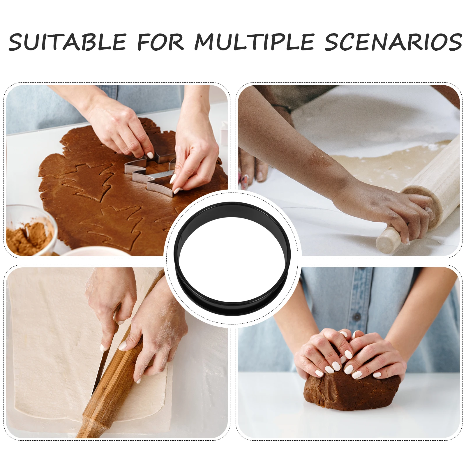 

8 Pcs Stainless Steel Mousse Mold Cake Baking Tool Reusable Nonstick Kitchen Ring 10CM Tart Pastry molds Multi-function