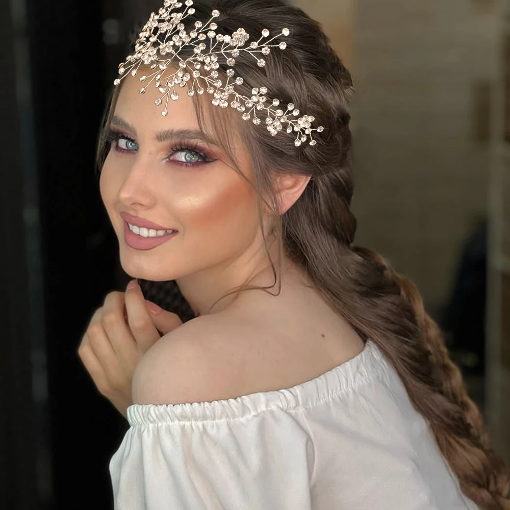 

DZ195 Elegant Bridal Headband Fashion Crystal Wedding Tiaras Handmade Brides Hair Accessories Party Prom Hair Jewelry Gift