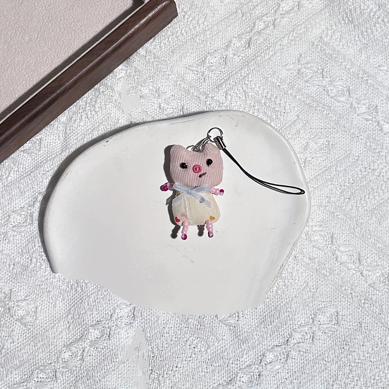 Cute Frog Pig Cat Pendant Keychain For Women Simple Design Phone Rope Chain Lovely Animal Bag Car Keyring Young Girls view 4