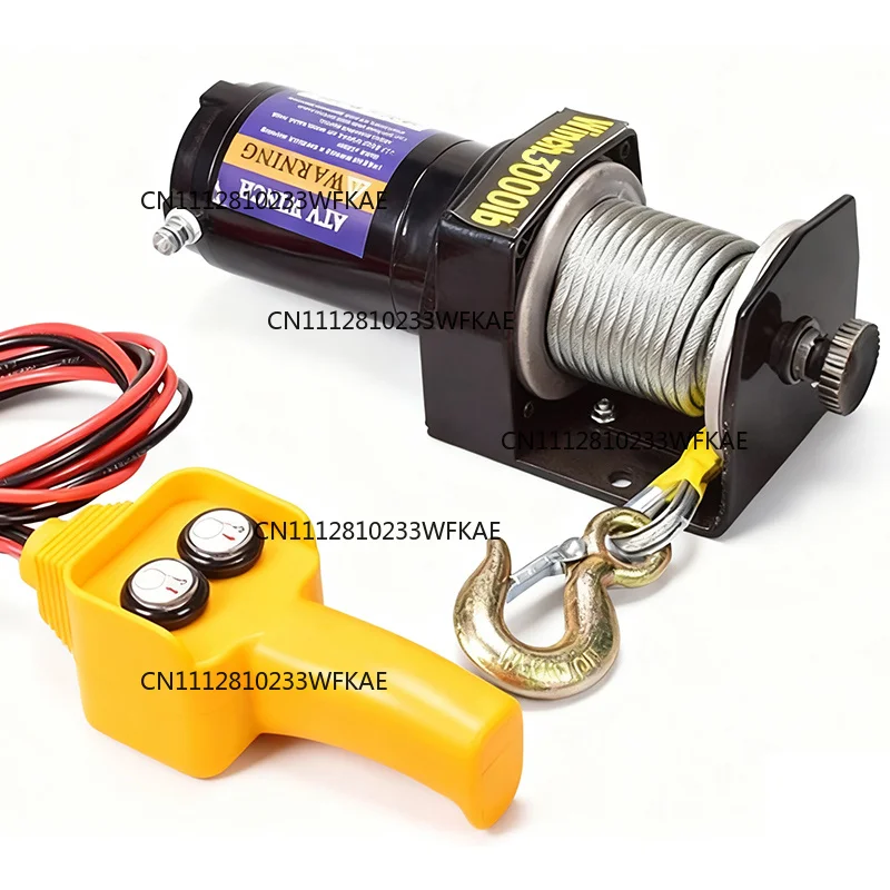 12V 24V Portable Electric Winch Steel Cable Winch 3000lb Power  ATV Trailer Winch for Off-Road Vehicle Recovery Boat