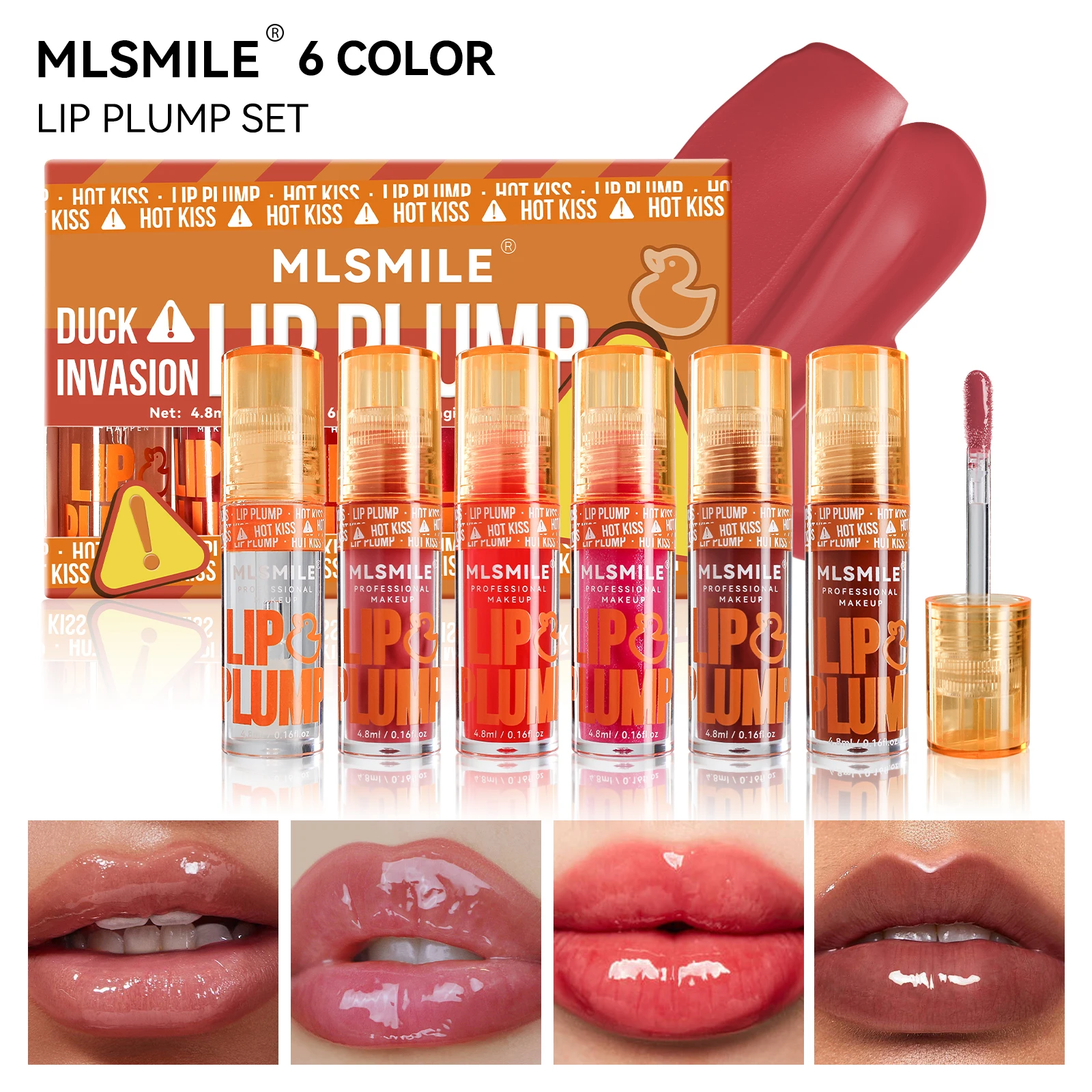 MLSmile ลิปกรอส6ชิ้น/เซ็ต, ลิปกรอสให้ความชุ่มชื้นติดทนนานของเหลวลิปบาล์มปากแดงทาปาก