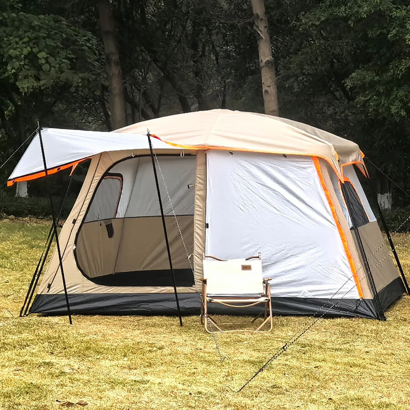 

style two-bedroom and one-living room double-layer tent camping rain and sun protection 1-6 people camping sleeping camping tent