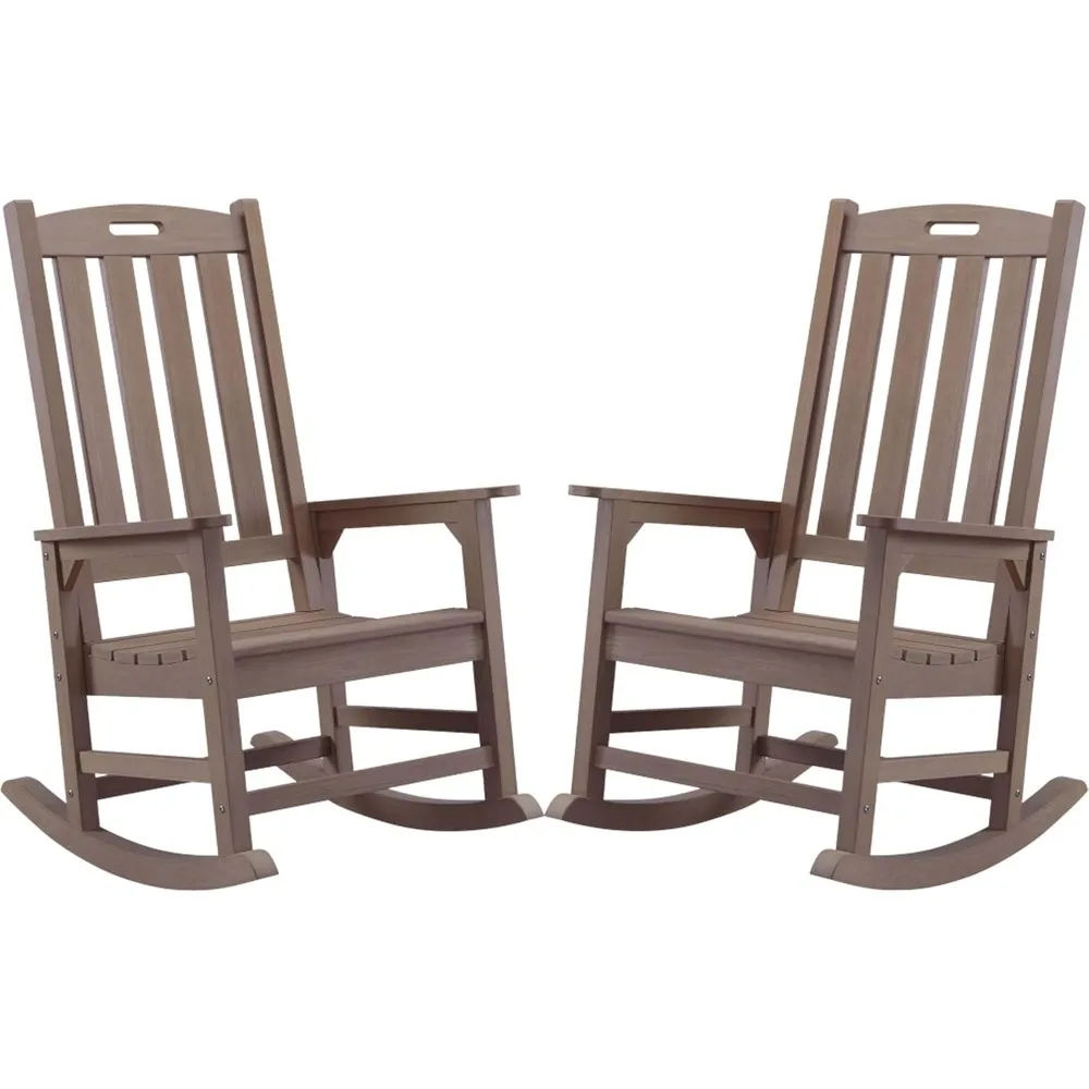 

Oversized Outdoor Rocking Chair Set of 2, Porch Rocker with 21" Wide Seat and 32" Tall Backrest, Pre-Assembled with Most Compon