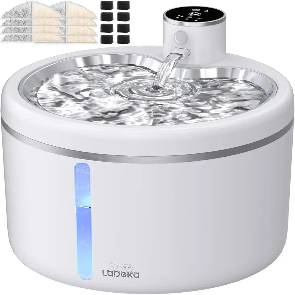 

Фонтан-поилка для домашних животных с поддоном из нержавеющей стали, 3 л (102 унции), для кошек, с датчиком движения, ультратихий насос, подарки для кошек и собак (8ilt)