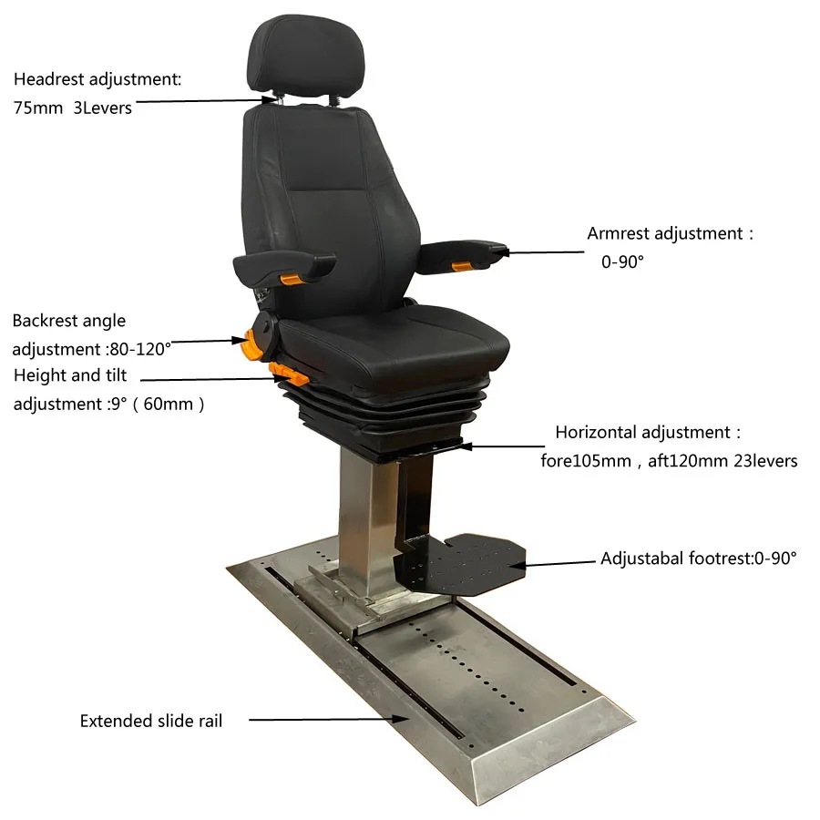 マリンステンレス鋼レールボートキャプテンシートキャプテンチェアペダルプレートレザーカバー付き