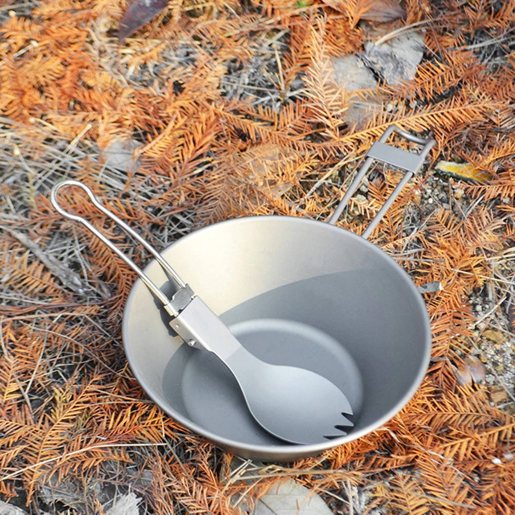 

Titanium Foldable Fork Spoon Stainless Steel Camping Cutlery Lightweight Portable Travel Dining Set Compact Outdoor Hiking