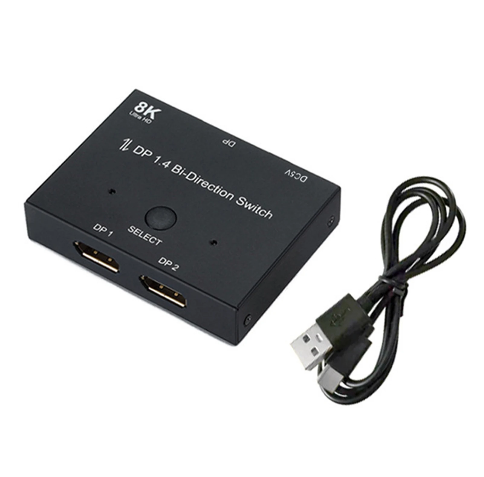 8k DP1.4 Splitter 2 In 1 Video Audio Adapter Bi-Directional Converter Support 8k@30hz 4k@120hz 2k@144hz Adapter For Computer