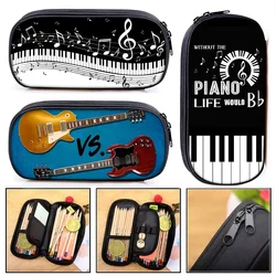 Estuche de cosméticos elegante para Piano y guitarra, bolsa de maquillaje para mujer, caja de lápices para niños, bolsas de papelería para niñas, suministros escolares
