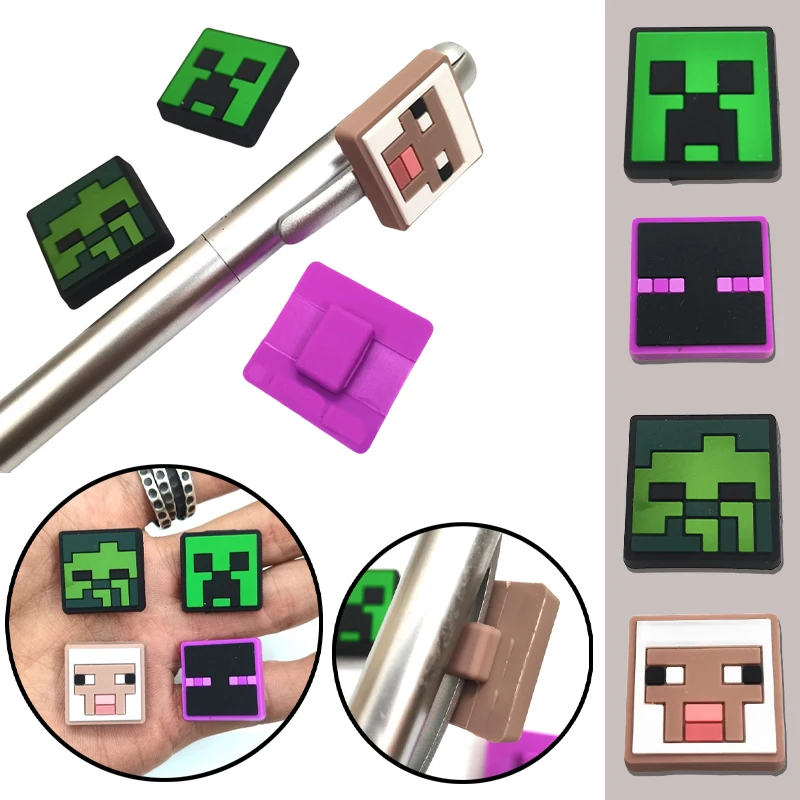 Game Minecraft Creeper Pen Cap Anime Figure Enderman Sheep Zombie Cute Pen Pendant Decoration School Office Supplies Stationery