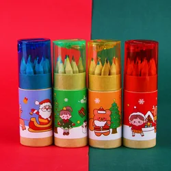 12 Colors Barrel Cartoon Colored Pencils Set Elementary School Drawing Christmas Gift