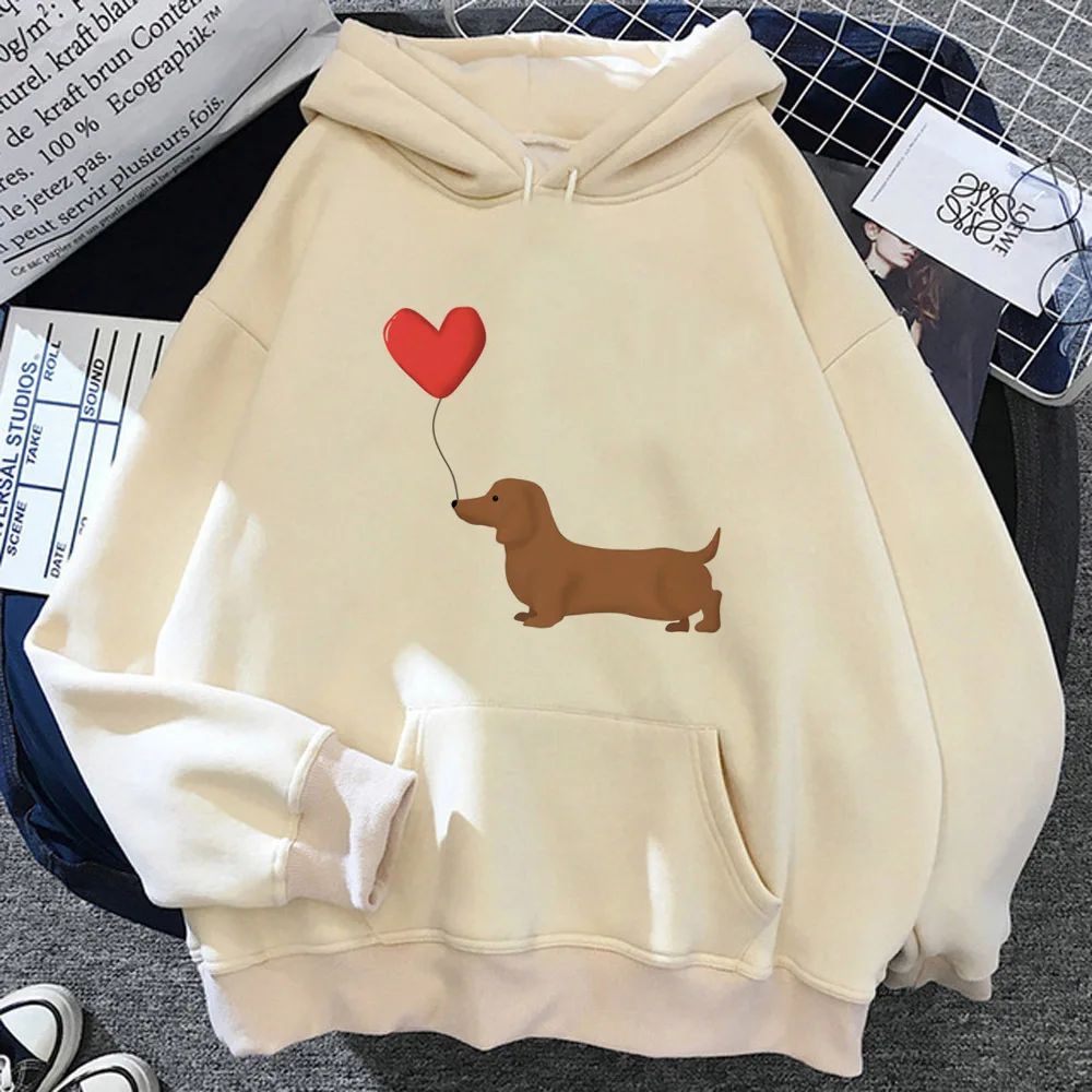 

Dachshund hoodie pattern manga comic comfortable clothes for teens Japanese female tracksuits harajuku comic funny