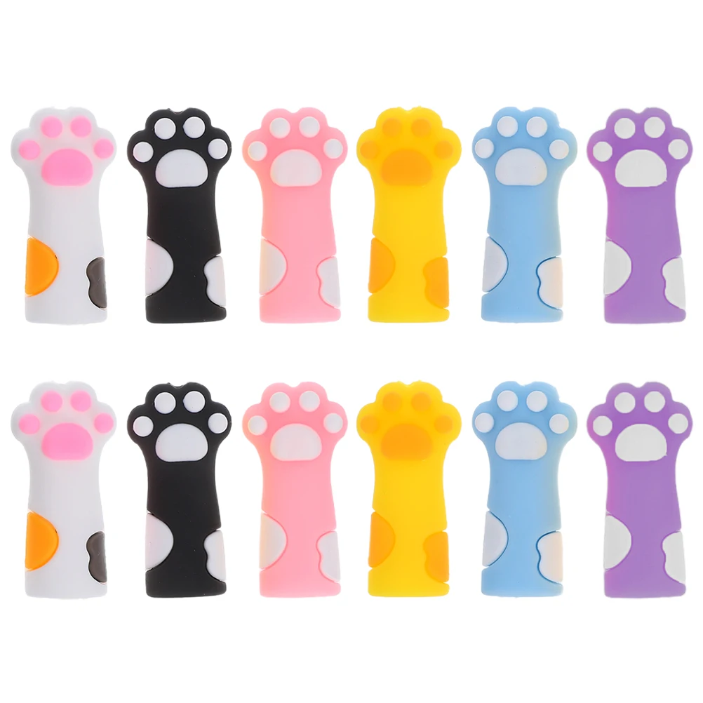 

12 Pcs Pencil Cap Protector Cat Paw Holder Caps Lovely Covers Adorable for Protectors Flexible Hats Decorative Silicone Topper