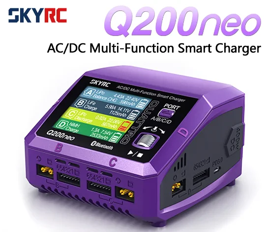 SkyRC Q200neo Charger SK-100197 AC200W DC400W 4 Output Ports AC/DC Smart Charger